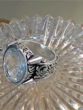 Sterling Silver Filigree Clear quartz Gemstone Ring